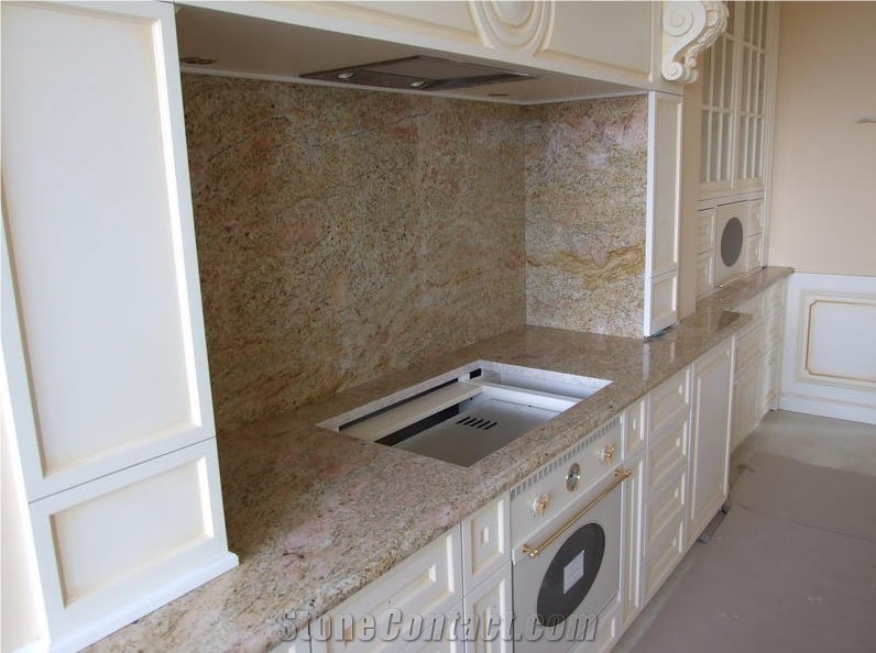 Ivory Brown Granite Kitchen Countertop, Ivory Brown Yellow Granite Kitchen Countertops