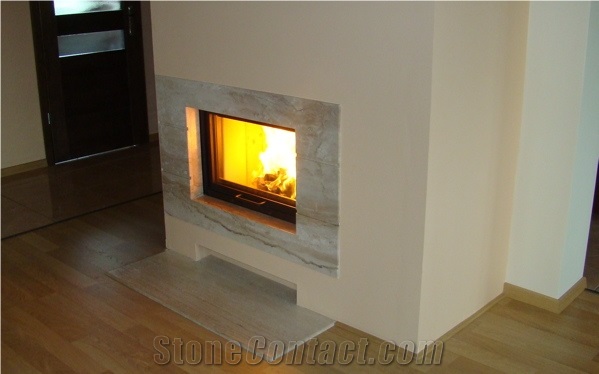 Breccia Sarda Limestone Fireplaces, Breccia Sarda Chiaro Beige Limestone Fireplaces