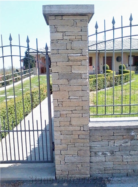 Bargiolina Giallo Quartzite Gate Post, Bargiolina Giallo Yellow Quartzite Gate Post