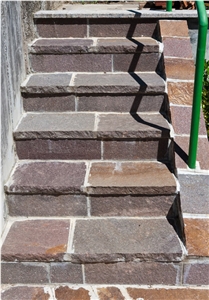 Rosso Porfido Andriano Steps, Porfido Andriano Red Granite Steps