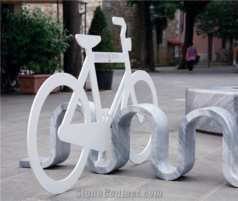 Bike Racks in Bardiglio Nuvolato Marble, Bardiglio Nuvolato Grey Marble Parking Stone