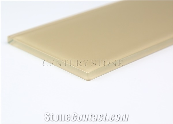 4"x8" (10x20cm) Light Brown Glass Subway Wall Tile