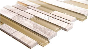 Beige and Grey Glass Mix Marble Mosaic Tile