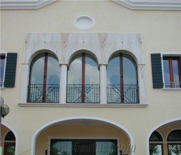 Beige Limestone Building Stone, Facade, Arches, Nocciolato Chiaro Beige Limestone Building Stone