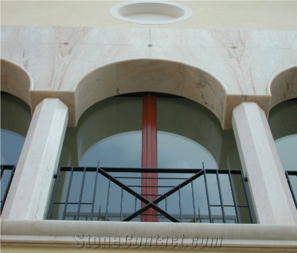 Beige Limestone Building Stone, Facade, Arches, Nocciolato Chiaro Beige Limestone Building Stone