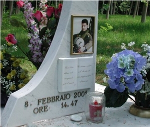 Bianco Carrara White Marble Memorial Monument, Bianco Carrara Unito C White Marble Memorial Monuments