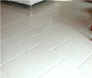 Pietra Bianca Limestone Pillowed Edge Floor Tiles, Pietra Carparo Bianca Limestone Tiles