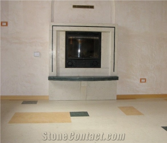 Pietra Di Lessinia Bianca Limestone Fireplace, Pietra Di Lessinia Bianca White Limestone Fireplace