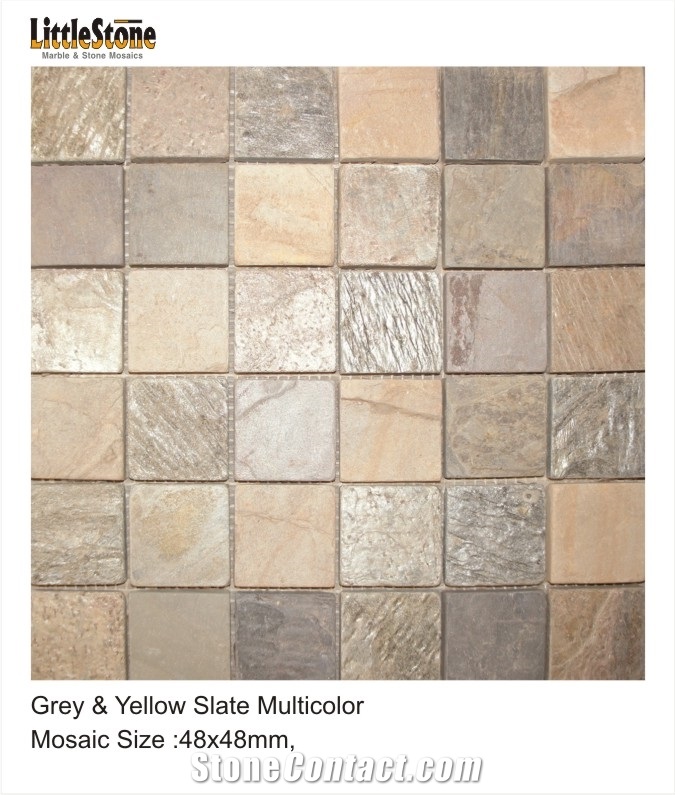 Copper Slate Brick Pattern Mosaic Tiles, Copper Brown Slate Mosaic