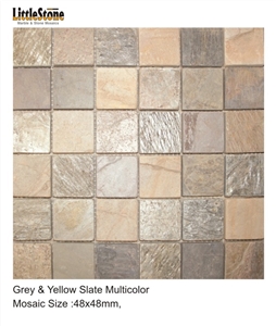 Copper Slate Brick Pattern Mosaic Tiles, Copper Brown Slate Mosaic