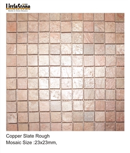 Copper Slate Brick Pattern Mosaic Tiles, Copper Brown Slate Mosaic