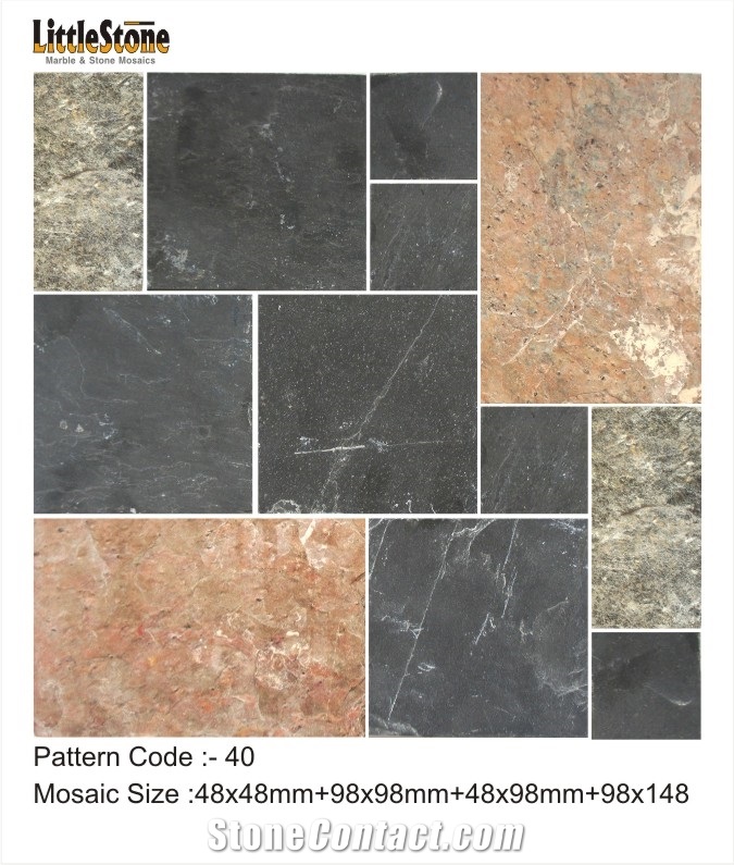 Copper Slate Brick Pattern Mosaic Tiles, Copper Brown Slate Mosaic