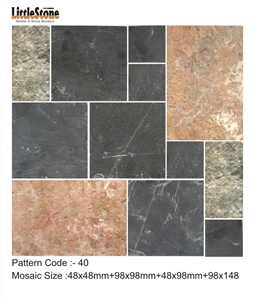 Copper Slate Brick Pattern Mosaic Tiles, Copper Brown Slate Mosaic