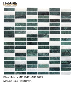 India Green Marble Tumbled Mosaics, Sapphire Green Marble Tumbled Mosaics