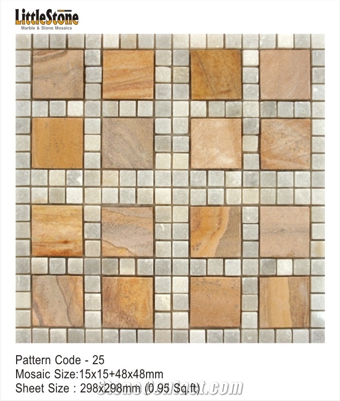 India Green Marble Tumbled Mosaics, Sapphire Green Marble Tumbled Mosaics