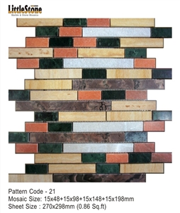 India Green Marble Tumbled Mosaics, Sapphire Green Marble Tumbled Mosaics