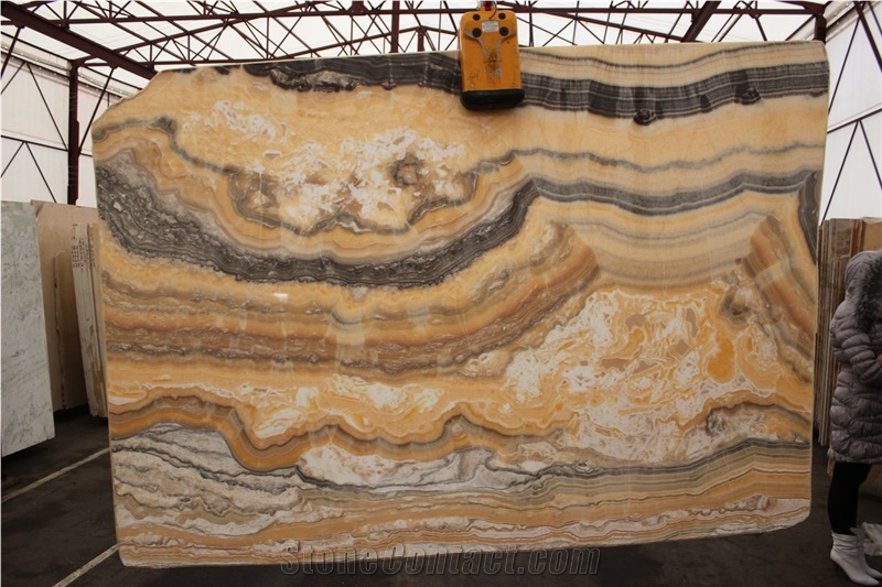 Onice Alabastro Slabs, Iran Yellow Onyx Slabs