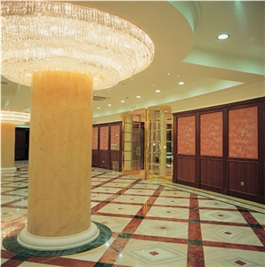 Yellow Onyx Column Covering with Panels, Iran Yellow Onyx Column