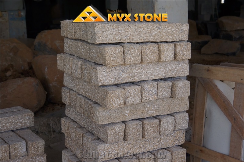 G682 Mushroom Stone Walling Cladding,China Yellow Granite Mushroom Stone