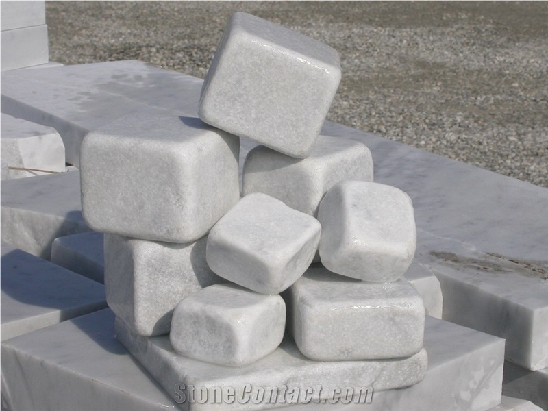 Carrara White Marble Cubestone for Pavements, Bianco Carrara White Marble Pavements