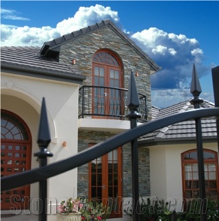 Slate Veneer, Ledge Stone Wall Cladding, Oyster Beige Slate Wall Cladding