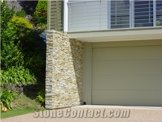 Slate Veneer, Ledge Stone Wall Cladding, Oyster Beige Slate Wall Cladding