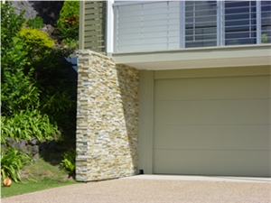 Slate Veneer, Ledge Stone Wall Cladding, Oyster Beige Slate Wall Cladding