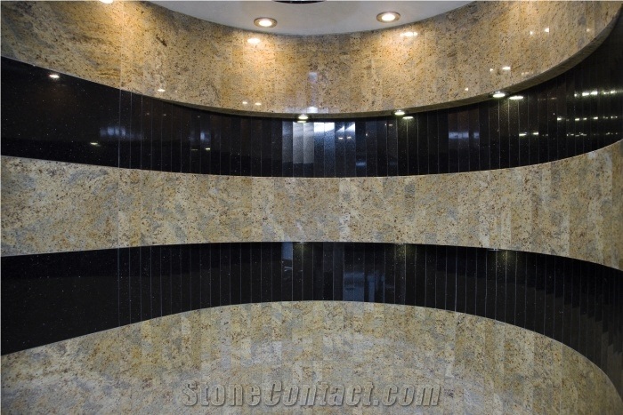 Ivory Fantasy Granite, Absolute Black Granite Wall, Ivory Fantasy Yellow Granite Wall