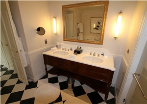 Savoy Hotel Bathroom Project, Verde Guatemala Green Marble Bath Design