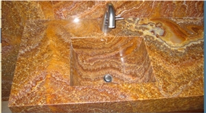 Bathroom Solid Sink with Onyx Jasper, Jasper Yellow Onyx Sink