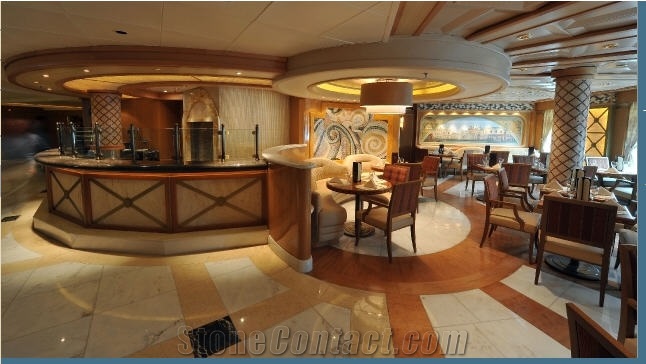 Restaurant Sevice Countertop, Marble Floor Pattern