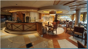 Restaurant Sevice Countertop, Marble Floor Pattern