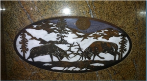 Stone Center Waterjet Fabrications, Green Marble Medallion