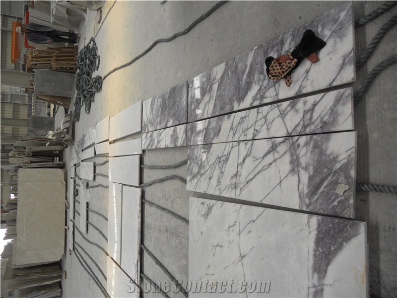 Snow Plum Marble Tiles, Italy Lilac Marble