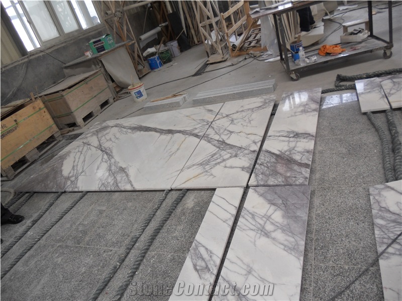 Snow Plum Marble Tiles, Italy Lilac Marble