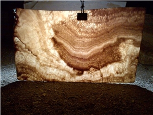 Brown Onyx Blocks and Slabs, Onice Miele Nuvolato Brown Onyx Block