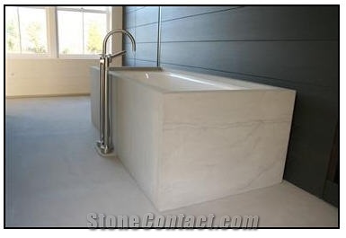Bath Tub Surrounded by Limestone, Beige Limestone Bath Tub