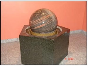 Granite Floating Sphere Water Feature, Himalayan Blue Granite Water Features