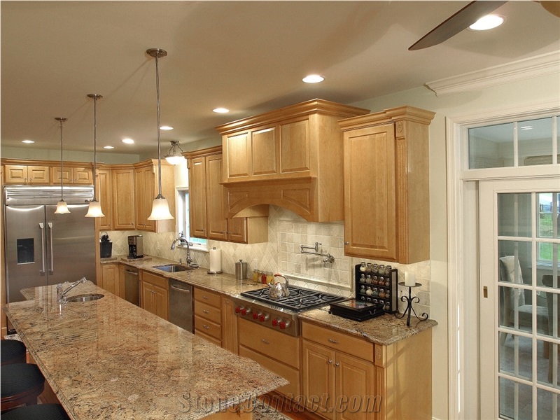 Juparana Romance Granite Ogee Edging Countertop, Romance Brown Granite Countertop