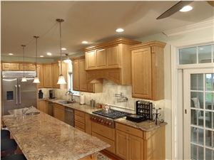 Juparana Romance Granite Ogee Edging Countertop, Romance Brown Granite Countertop