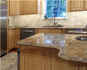Juparana Romance Granite Ogee Edging Countertop, Romance Brown Granite Countertop
