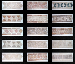 Durango Travertine Mosaic Borders, Durango Autumn Beige Travertine Mosaic Borders