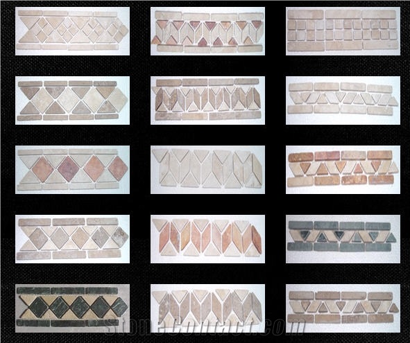 Durango Travertine Mosaic Borders, Durango Autumn Beige Travertine Mosaic Borders
