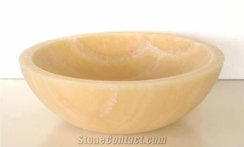 Round Sink with Miel Onyx, Miel Yellow Onyx Round Sink