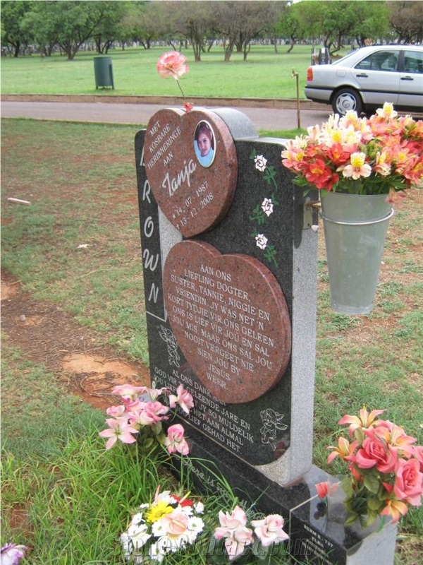 Africa Red Granite and Marikana Granite Tombstone, Marikana Black Granite Tombstone