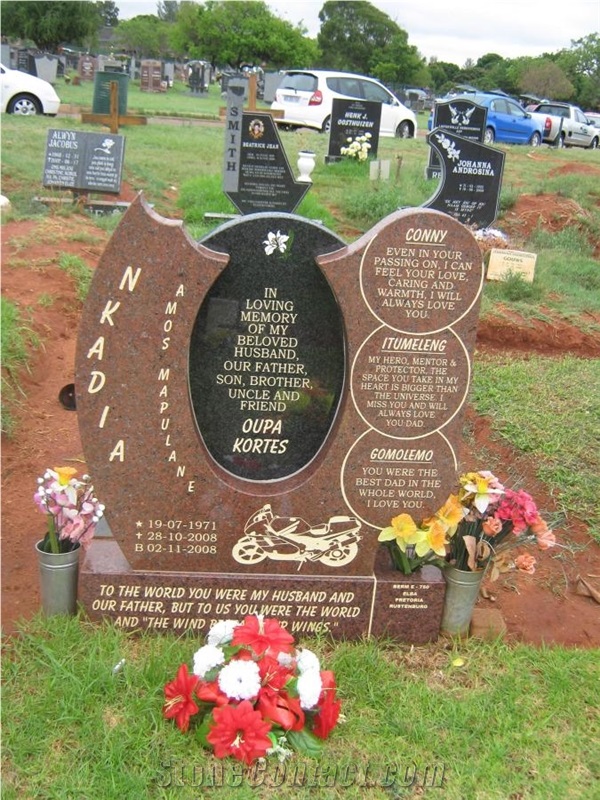 Rosso Africa Granite Red Granite Upright Tombstone