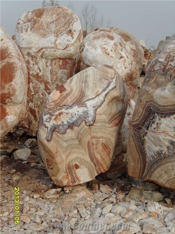 Natural Garden Stone, Red Onyx Garden Stone