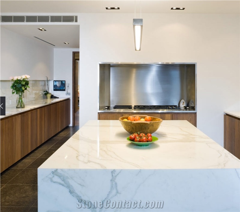 Calacatta Oro Marble Kitchen Island Countertop, Calacatta Macchia Oro White Marble Countertop