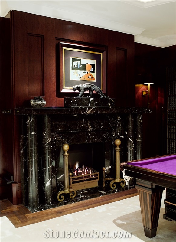 Noir St Laurent Marble Fireplace, Nero St Laurent Black Marble Fireplace
