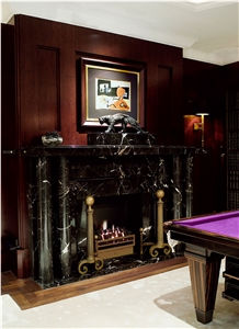 Noir St Laurent Marble Fireplace, Nero St Laurent Black Marble Fireplace